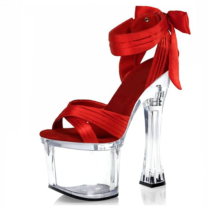 Bow thick heel platform elegant high heels