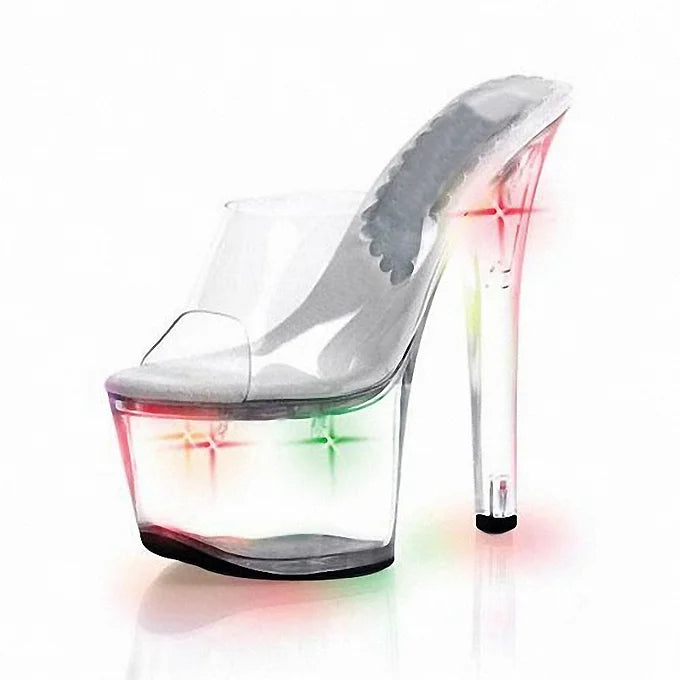 Fine heel crystal platform Transparent luminous non slip high-heeled