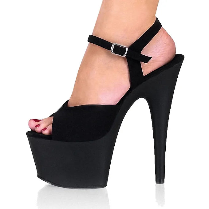 Suede leaky toe stiletto platform high heels